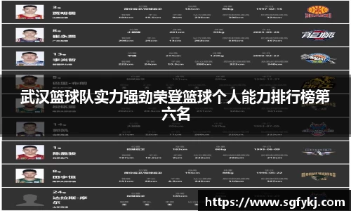 武汉篮球队实力强劲荣登篮球个人能力排行榜第六名